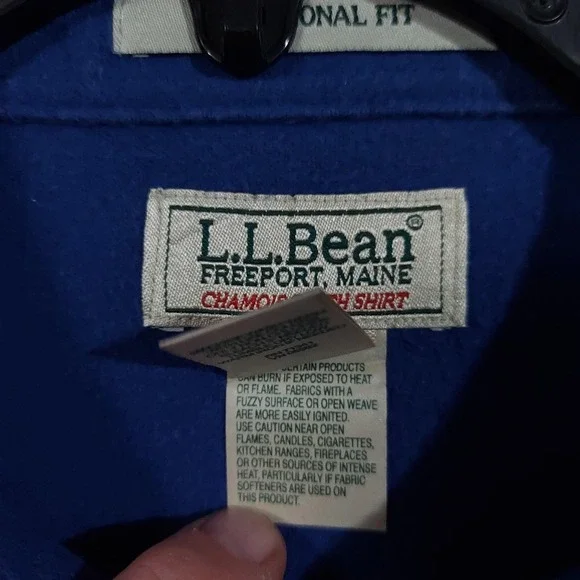 L.L. Bean Shirt Mens 2XL Blue Flannel Chamois Cloth Long Sleeve Shacket Heavy - Picture 7 of 13